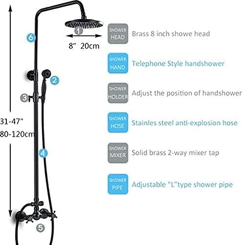 Robinet de douche complet avec douchette à main et colonne de douche noire - 3
