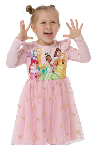 Image of Disney Girls' Tulle Tutu Dress Birthday Party Outfit Baby /Toddler | Officially Licensed, Frozen Elsa, Minnie, Princess, Velvet Top with Belt, Multi-Layer Mesh Skirt, Ruffle Long Sleeve Clothes
