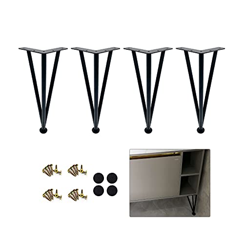Patas de mesa de metal ajustables y resistentes en color negro de 20 cm 2