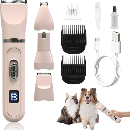 Image of AJIGNA MART 4-in-1 Pet Grooming Kit for Cats, Dogs & Rabbits | Rechargeable Cordless Low Noise Clippers with Paw Trimmer, Nail Grinder, Face & Ear Shaver | Safe, Portable Hair Grooming Tool for Pets