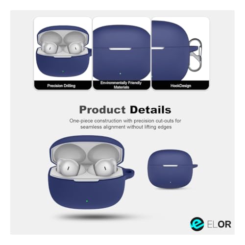 Image of ELOR Premium Silicone Case Cover Compatible with OnePlus Nord Buds 4 Pro (Earbuds Not Included) (Navy Blue)