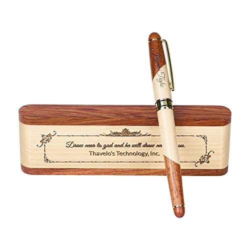Ensemble de stylos en bois gravés, stylo exécutif et boîte avec personnalisation gratuite, stylo à bille avec étui pour cadeau (F)