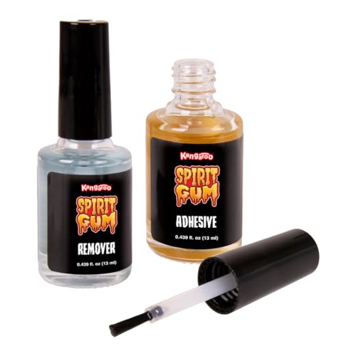 Kangaroo Spirit Gum Adhesive & Remover Combo Pack – 13ml (0.439 fl oz) Each – Prosthetic Glue and Remover for Makeup