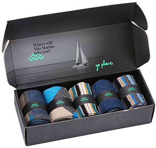 Marino Mens Patterned Dress Socks, Colorful Fun Socks, Fashion Cotton Socks - 5 Pack - Conventional Design Dress Socks - Dappled Iron - 9-11 #TOP1