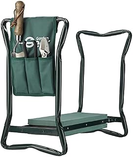 Garden Kneeler Folding Seat Stool with Handles & Tool Bag 3 in 1 for Outdoor Gardening & DIY