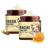 2PCS Whipped Beef Tallow and Honey Balm,Tallow Face Moisturizer,Grass Fed Grass Finished Face Cream