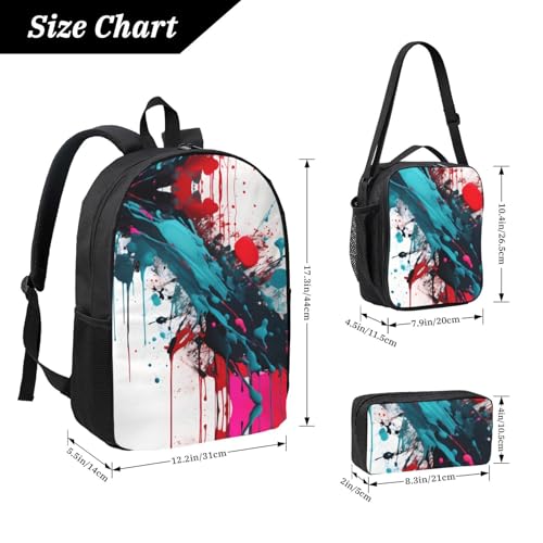 Mochila escolar ligera para clases y actividades con diseño de pintura abstracta 4