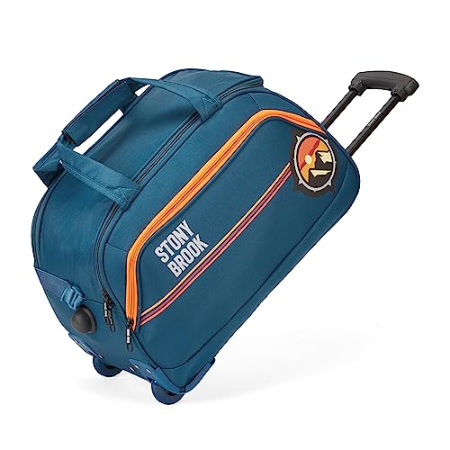 Stony Brook by Nasher Miles Sunset Polyester Cabin Small 52 cm Teal Wheel Duffel Bag for Travel | Duffle Bag with Trolley