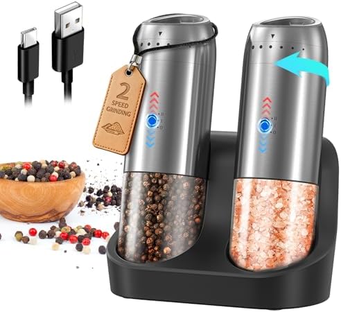 Amazon.com: Gravity Electric Salt and Pepper Grinder Set with ...