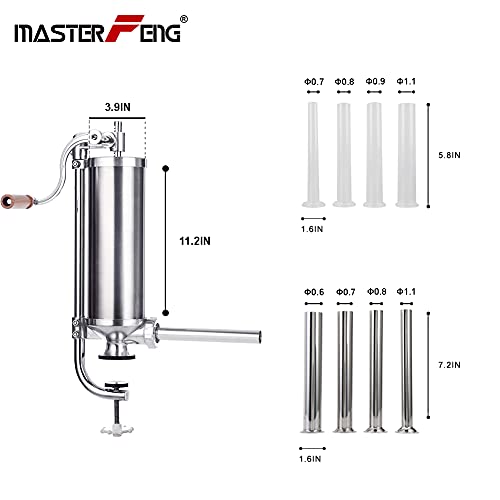 MASTER FENG Enchimento de linguiça, máquina vertical de salsicha de aço inoxidável embalado com 8 tu