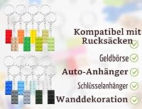 Lhbwhiz 16 Stück Bausteine Schlüsselanhänger,schlüsselbrett,Kunststoff Ziegelstein keychain,Bricks Anhänger SchlüSselbund,key holder zubehör,für Dekoration,Geschenke(Rechteck,16 Farben) – Ansicht 7