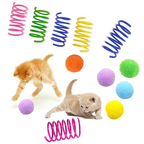 Cat Spring Toys, Bouncy Coil Kitty Cats Spiral Spring Toy for Indoor Cats Heavy Interactive Cat Toys Springy Chew Toys Colorful Springs Cat Toy for Biting, Swatting, Hunting Entertainment kitten toys