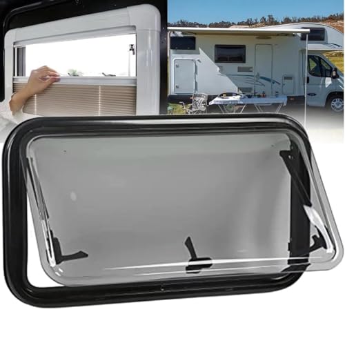 Finestra per camper, presa d'aria da tetto con schermo e visiera, finestra a battente, 550 x 400 mm, per roulotte ( 600X500mm)