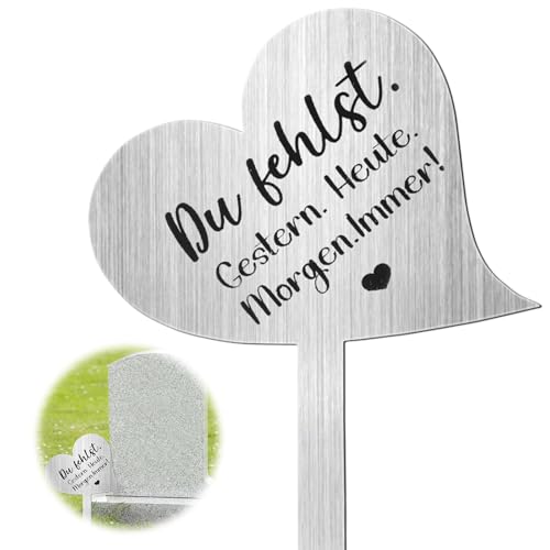 Gravsmycke väderbeständig, 28 cm gravplugg, hjärta gravplugg rostfritt stål gravsmycke med slogan Du Felst.Igår. Idag Morgon När allt kommer omkGravdekoration vädertålig frostbeständig gravhörning för