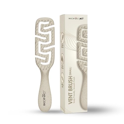 Image of IKONIC Me Small Vent Hair Brush IKM-2121 Eco-Conscious, Travel-Friendly Design, Anti-Static Ionic Bristles, Smooth Detangling, Quick-Dry Vent Technology, for All Hair Types, Wet & Dry Use - Sand Beige
