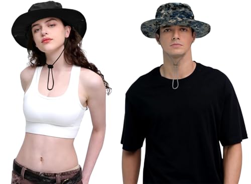 Image of Sun Hats for Men Women Bucket Hat UPF 50+ Boonie Hat Foldable UV Protection Hiking Beach Fishing Summer Safari