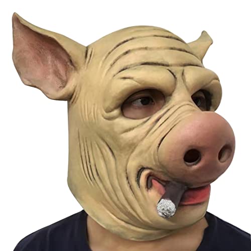 BEESUM 2023 Piggy Pig Head Mask Role-Play Scary Butcher Oink Cosplay Masks for Halloween Party Costume Latex