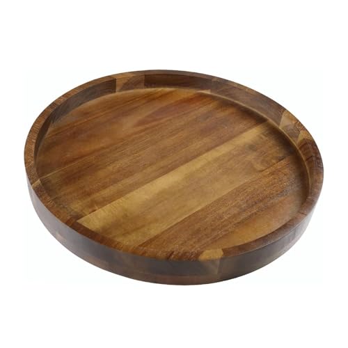 HillSpring Akazienholz Rundes Servierbrett 35.1 cm Charcuterie-Brett mit Rand Elegantes Zentrum für Ottomane Couchtisch und Kücheninsel