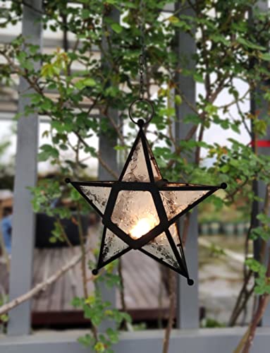 Decorative Glass Star Lantern - Moroccan Hanging Star Lantern - Tea Light Candle Lantern For Home Decor, Valentine Decorations, Wedding #TOP4