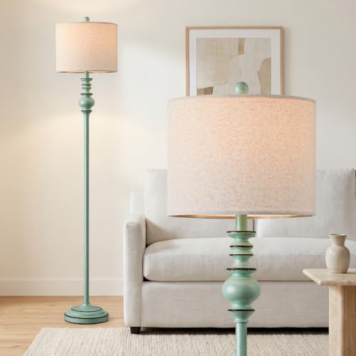 Image of BOBOMOMO 64.25 inch Farmhouse Floor Lamp for Living Room, Tall Antique Blue Standing Lamp with Rotary Switch, Vintage Reading Lamp for Bedroom & Nursery, Coastal Cottage Home Decor