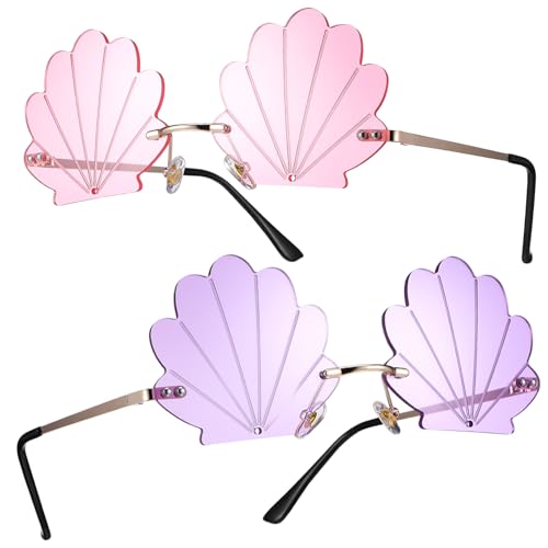 Lunettes de fête sans monture ultra légères en forme de coquille or rose