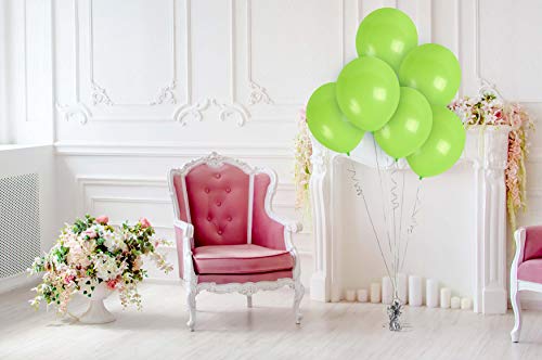 Treasures Gifted Lime Green Balloons Pack of 100 - Light Green Balloons - Latex Party Decorations - Neon Apple Green 12 Inch Matte