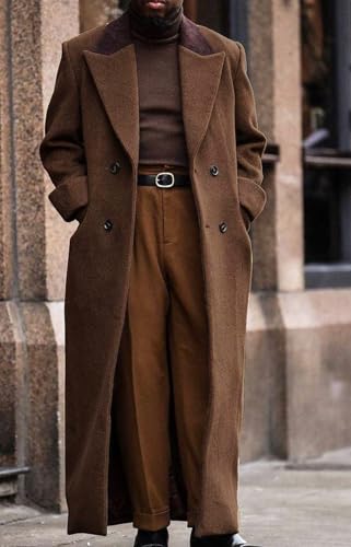 Boy's Double Breasted Full Length Trench Coat Casual Notch Lapel Long Jacket Peacoat Dresscoat Wool Blend Winter3