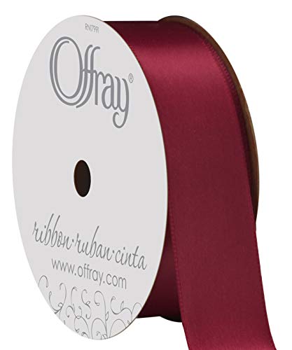 Image of Berwick 072677 7 /8 inch Wide Single Face Satin Ribbon, Wine Red, 6 Yds