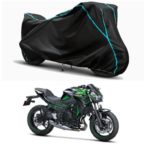 Image of Waterproof Bike Body Cover Compatible for | KawasaZ400 | Taffeta Fabric, Sky Piping Design, Bottom Elastic Fit | Dustproof, Sun UV & Rain Protection for All Weather.