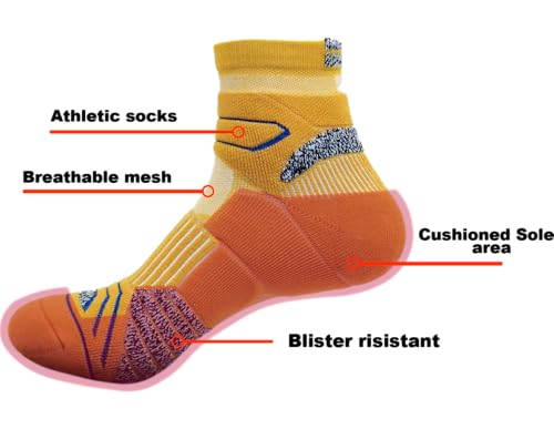 ASTRALUX Running Socks 3 Pairs Cushioned Anti-Blister Athletic Basketball Hicking Socks2