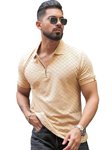Image of Maniac || Mens || Kite || Textured || Polo Neck || Half Sleeve || Cotton || Slim Fit || Tshirt