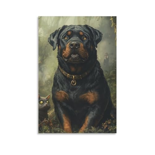 Cuadro de Rottweiler decoracion de pared moderna para amantes de los perros en salon