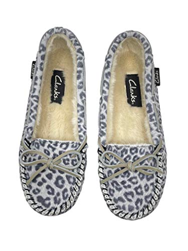 Clarks Women's Suede Moc Indoor And Outdoor Slipper (9 M Us, Grey/Blk Leopard) #TOP3