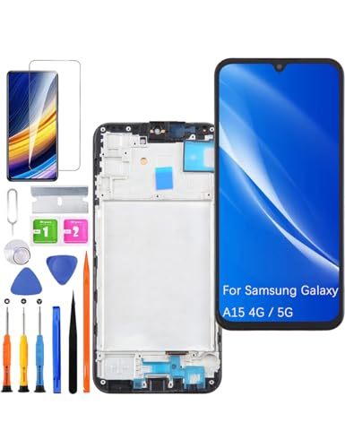 HLYGZX Pantalla para Samsung Galaxy A15 4G / 5G LCD Pantalla de Reemplazo TFT, A155F A155F/DSN A156B Pantalla Pantalla Digitizador Ensamblaje Kit de Reparación (Negro con Marco)
