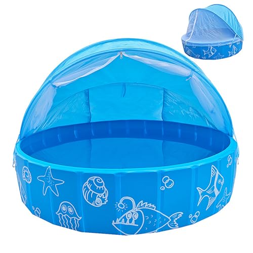 Piscine pour bébé portable bleue 47x12 pouces avec parasol intégré