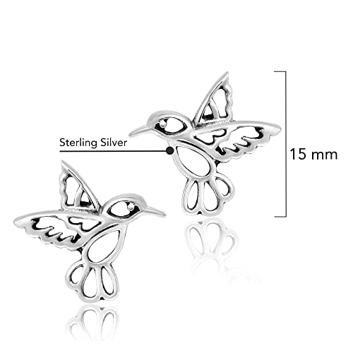 AeraVida Adorable Little Hummingbird in Flight .925 Sterling Silver Earrings | Nature-Inspired Sterling Silver Earrings for Women | Bird-Themed Jewelry Gift4