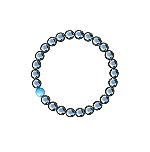 Believe London Mens Womens Hematite Magnetic Therapy Bracelet | Strong Stretch | Precious Natural Stones Healing Blue Cat Eye (8 Inch) #TOP6