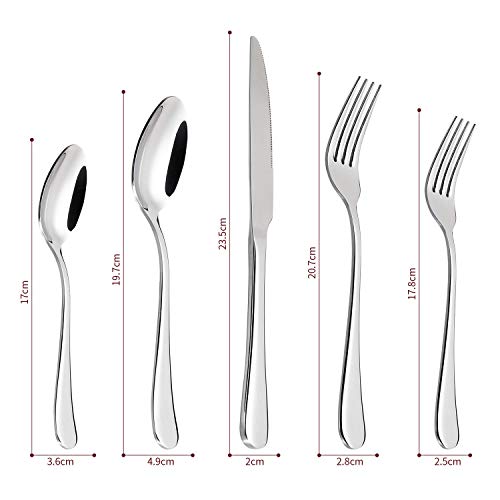 Vinsani 20 Piece Stainless Steel Cutlery Silverware Flatware Home Use Tableware Dinnerware Set Knife Fork Spoon Dessert Spoon, Service for 4 People, Mirror Polished - Dishwasher Safe Easy Clean - Image 4