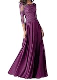 Schick und elegant: Bodenlang,4/3 Ärmel, A-Linie, mit schönen Spitze verziert.