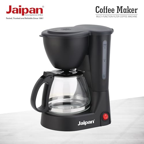 Image of Jaipan Coffee Maker 650 Watts Filter Coffee Machine with Glass Carafe | 6 Cups Capacity | Anti-Drip Function | Auto Keep Warm Plate | Water Level Indicator | Black