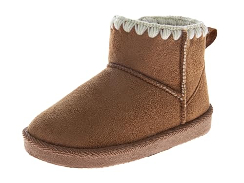 Avalanche Boys Girls Fuzzy Boots Baby Kids Snow Warm Cozy Winter Boots - AV-Chestnut Size 3 Infant