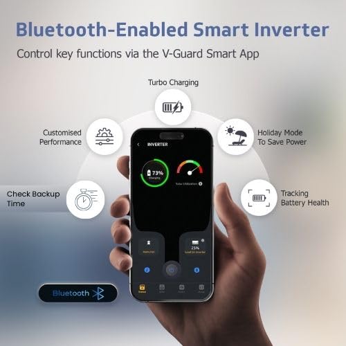 Image of V - Guard Smart Inverter & Battery Combo (Smart Pro 1200 Digital Sine Inverter with VT 200 (200Ah Tall Tubular Battery)) for Home, Office & Shops