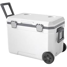 Rolling Cooler with Wheels and Retractable Handle, Ultra-Light Insulated Portable Ice Chest with Cup Holders, Keeps Cool for up to 5 Days, Camping, Beach & Outdoor Use