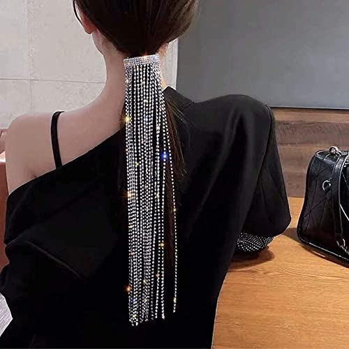 Accessoires de cheveux strass longue chaîne tresse épingle cristal queue de cheval fille - 3