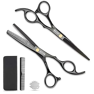 KYG 3-piece hair cutting set with 2 stainless steel thinning scissors hair styling scissors, 1 comb, blue