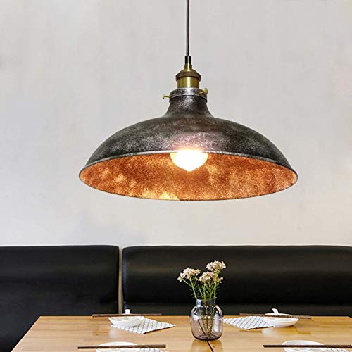 KJLARS Lámpara industrial colgante retro de dormitorio Restaurante Colgante rústico Altura ajustable Villas Lámpara colgante de estudio Loft Bar Lame Country House Lámpara Ø36cm E27 * 1