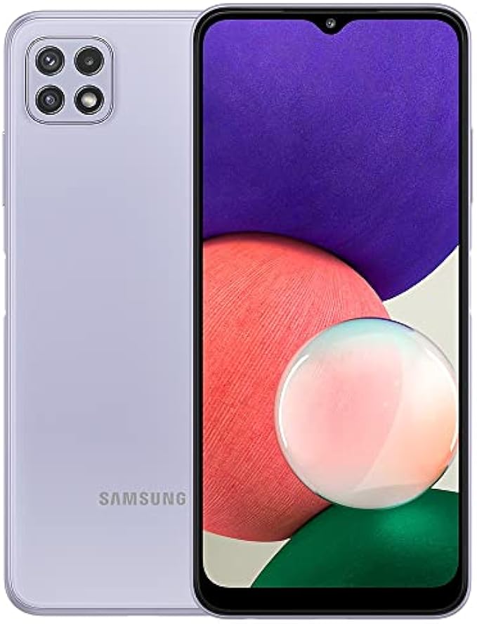 SAMSUNG Galaxy A22 5G (128GB, 4GB) 6.6" 90Hz, Android 11, 48MP Triple Camera, Dual SIM 4G Volte Unlocked (US + Global, GSM Only) International Model A226BR/DSN (Extra Fast Charger Bundle, Violet)