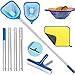 HEYIDAMAI Pool Kescher, Pool kescher Feinmaschig 187cm Lang, Pool Kescher Fein 14cm Tief, Bodenkescher Pool, Laubkescher Pool, Pool Reinigungsset mit Pool Bürste und Putztüche, für Schwimmbad,Teich