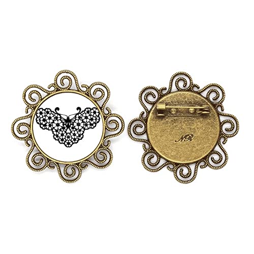 Broche ailes florales pour filles en métal ciselé et strass
