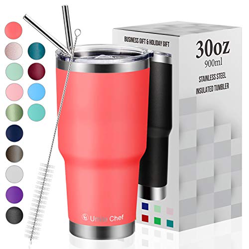 30oz Vacuum Insulated Tumbler Double Wall Coffee Cup by Umite Chef, Stainless Steel